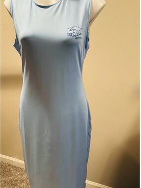 Light Blue Sleeveless Tank Dress with Small Logo